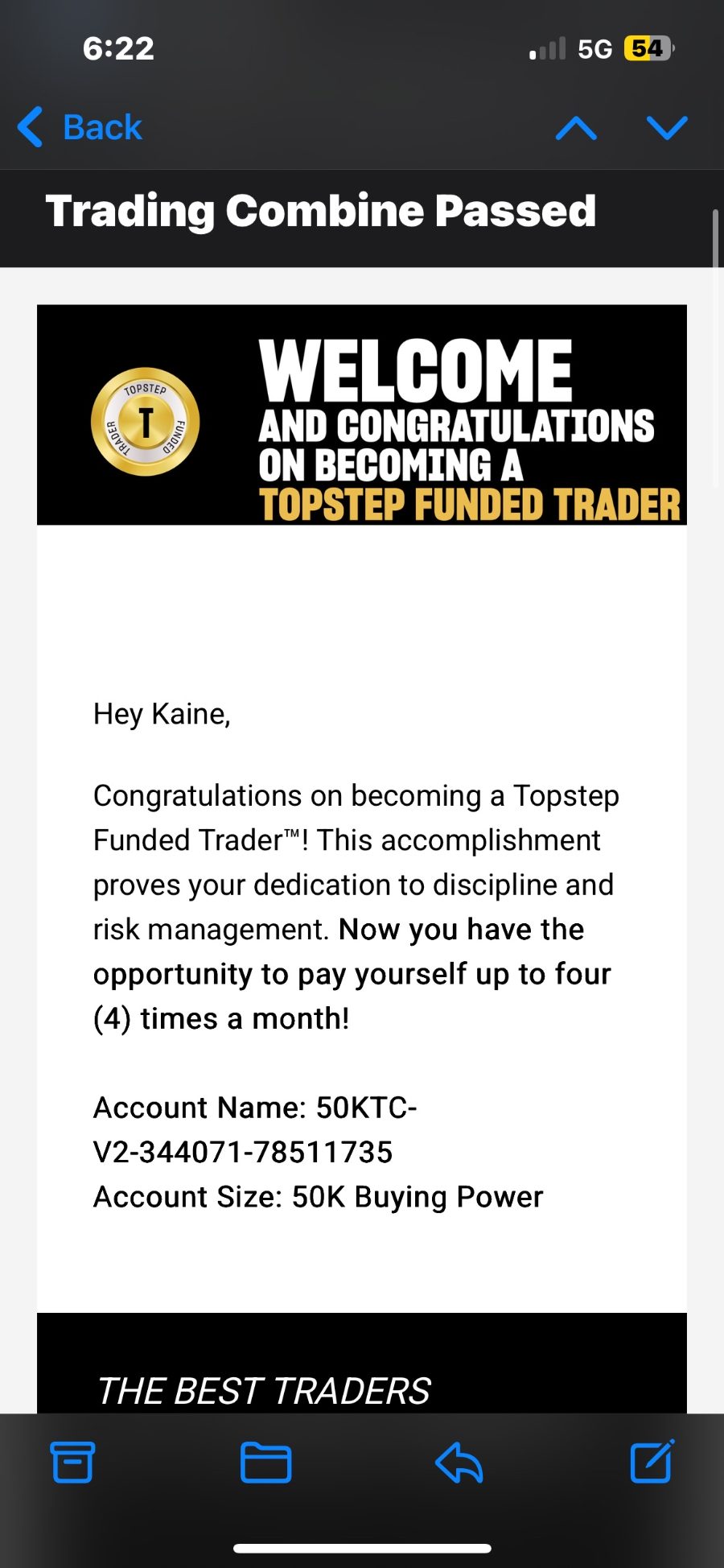 Trading result screenshot shared by ass3roo in the TWJ Discord